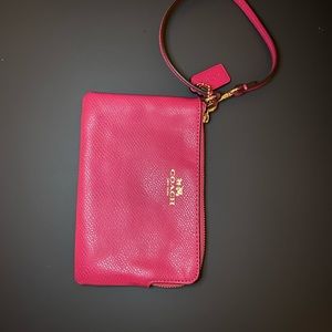 Coach Pink Leather Wristlet